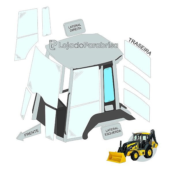 Vidro Janela Traseira Esquerda - John Deere - 310K/310L - T166060