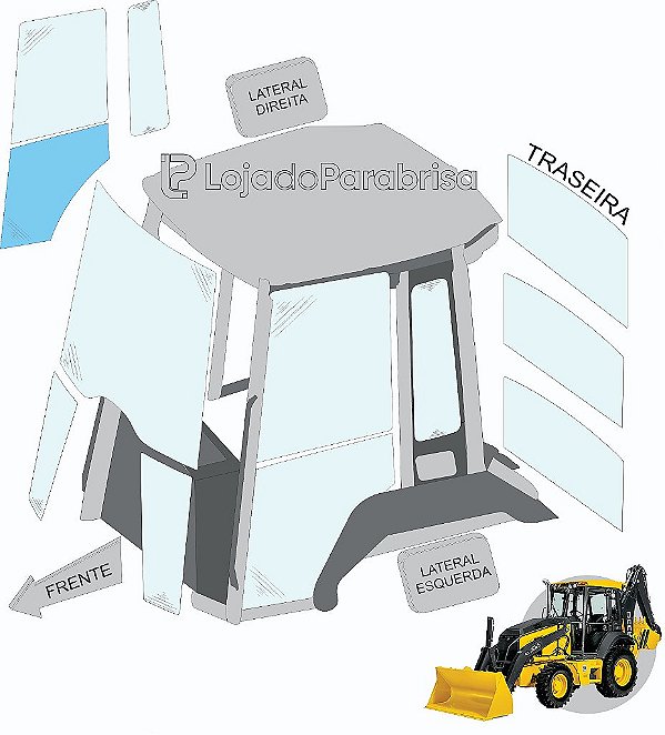 Vidro Inferior Porta Direita - John Deere 310K / 310L - T214548