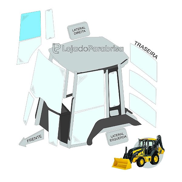 Vidro Superior Porta Lado Direito - John Deere 310K/310L - T164707
