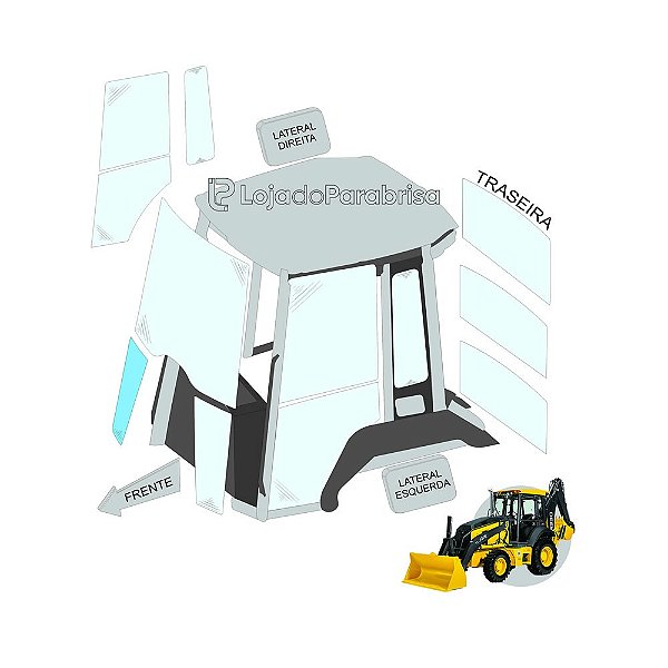 Vidro Parabrisa Inferior Direito - John Deere 310K/310L - T275630 / T407464