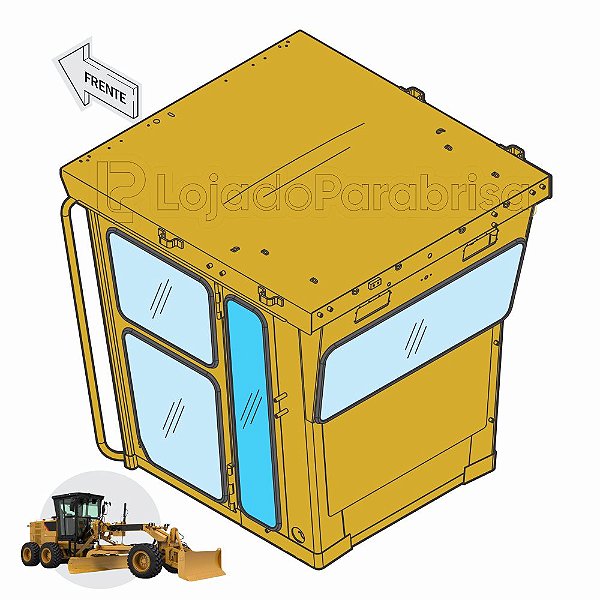 Vidro Lateral Traseiro Esquerdo - Cat 120K/120H/140K/140H - 1182557 ESQ / 118-2557 ESQ