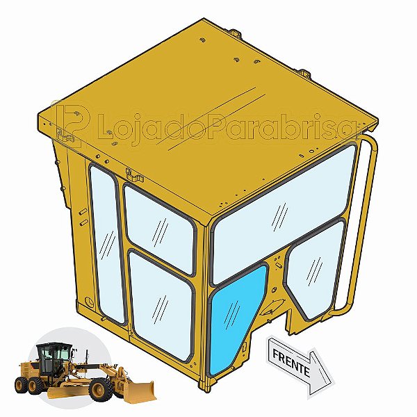 Vidro Frontal Inferior Direito - Caterpillar 120K/120H/140K/140H - 1493409D / 149-3409D