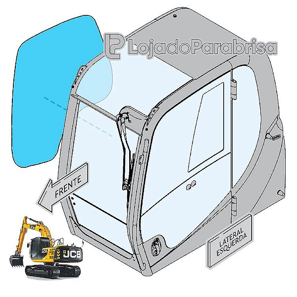 Vidro Lateral Direito (Lança) Escavadeira JCB JS200 Importada