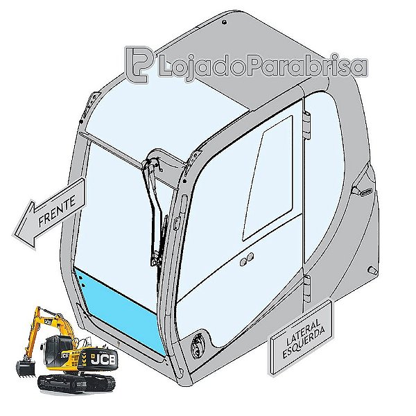 Vidro Frontal Inferior Escavadeira JCB JS200 Importada (Curvo)
