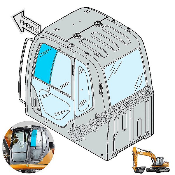 Vidro Superior da porta (Janela) Escavadeira Case CX220B