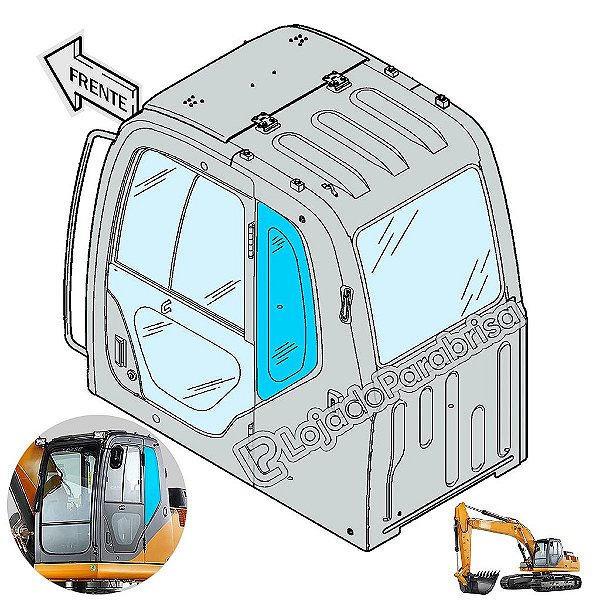 Vidro Lateral Traseiro Esquerdo Escavadeira Case CX220B