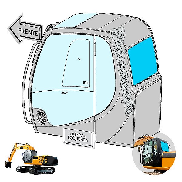 Vidro Vigia Traseiro Escavadeira JCB JS200 Nacional