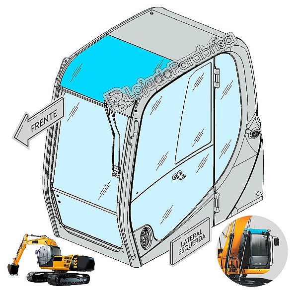 Vidro do Teto Escavadeira JCB JS200 Nacional (Laminado)