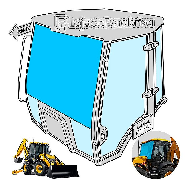 Vidro Para-brisa Frontal (Laminado) Retro JCB 4CX 332/H1528