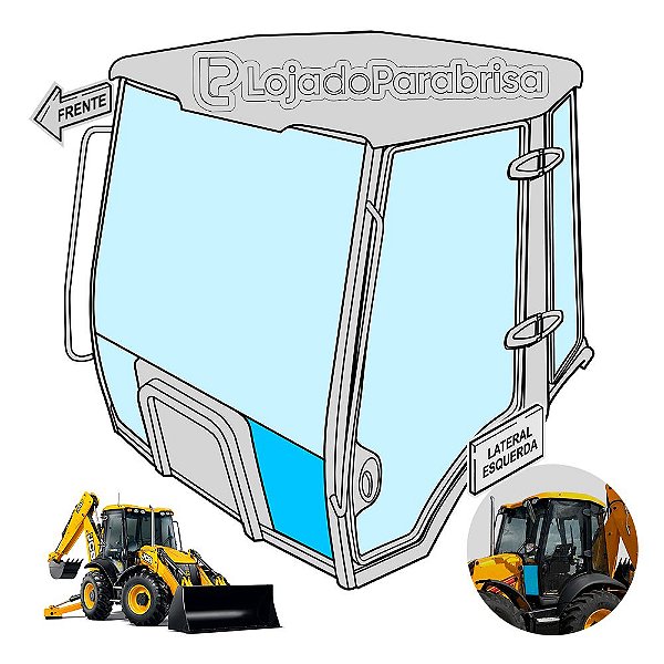 Vidro Frontal Inferior Esquerdo Retro JCB 4CX 827/80141
