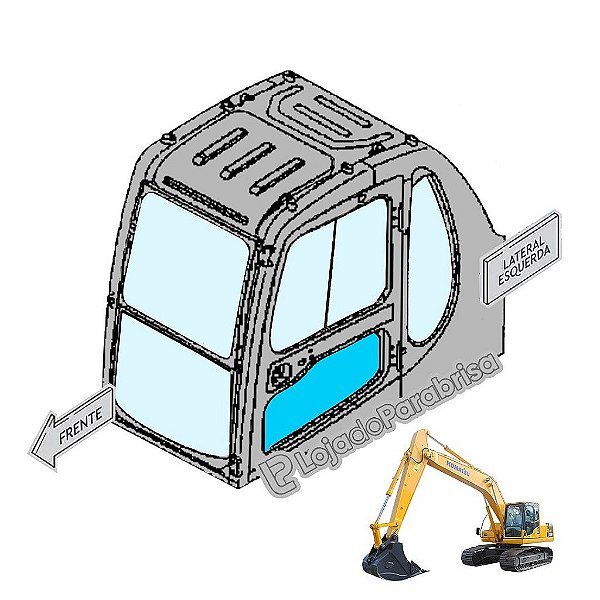Vidro Inferior da Porta Komatsu PC200-6 20Y-54-35721