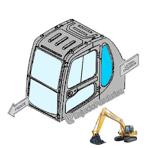 Vidro Lateral Esquerdo Traseiro Komatsu PC200-6 20Y5435121