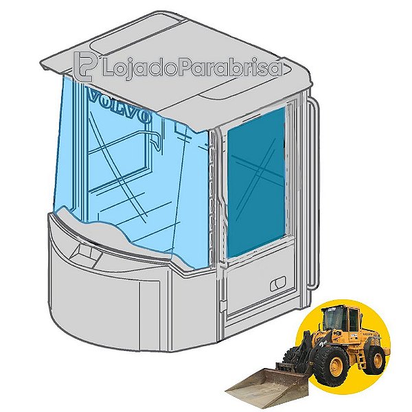 Vidro da Porta Esquerda Carregadeira Volvo L70E (Com Furo)