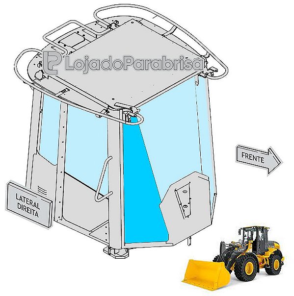 Parabrisa Lateral Direito Carregadeira Jonh Deere 524K T230095