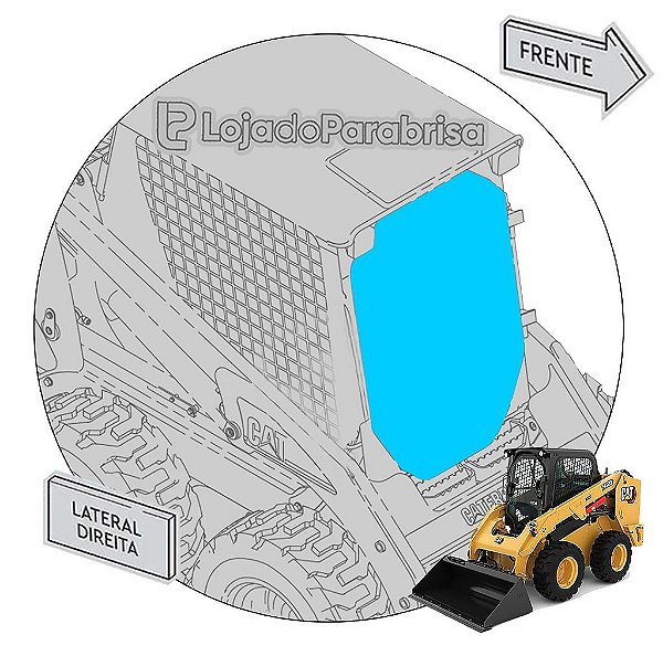 Vidro Porta Frontal Mini Carregadeira Caterpillar 246C 380-9966