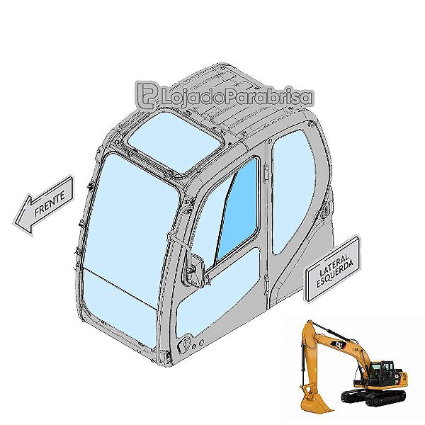 Vidro Janela Móvel Traseira Porta Caterpillar 320GC 538-8844