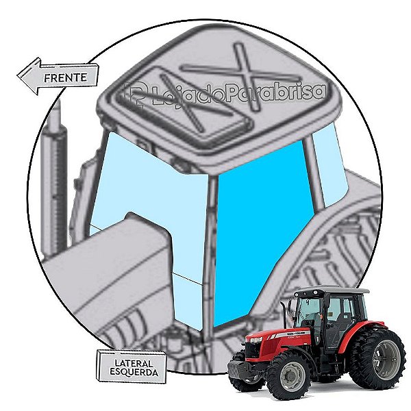 Vidro da Porta Esquerda Trator Massey Ferguson 4291 4292 4275