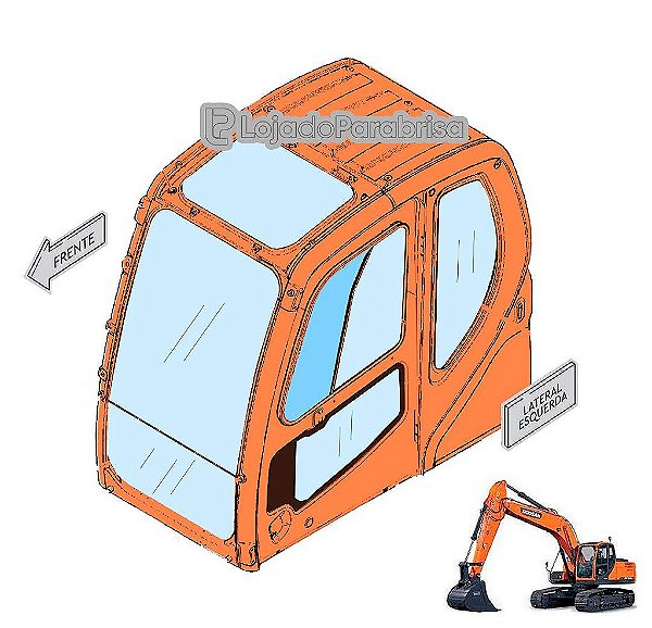 Vidro Superior da Porta Escavadeira Doosan DX225LC 90300070A