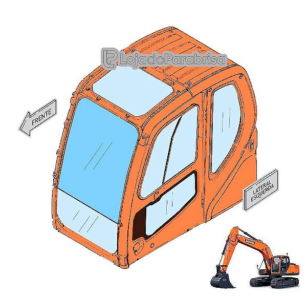 Vidro Parabrisa Superior Escavadeira Doosan DX225LC Laminado