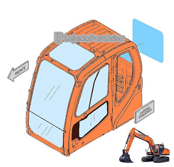 Vidro Vigia Traseiro Escavadeira Doosan DX225LC 903-00075
