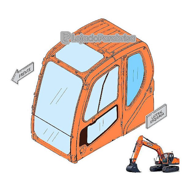 Vidro Lateral Esquerdo Traseiro Doosan DX225LC 903-00073A