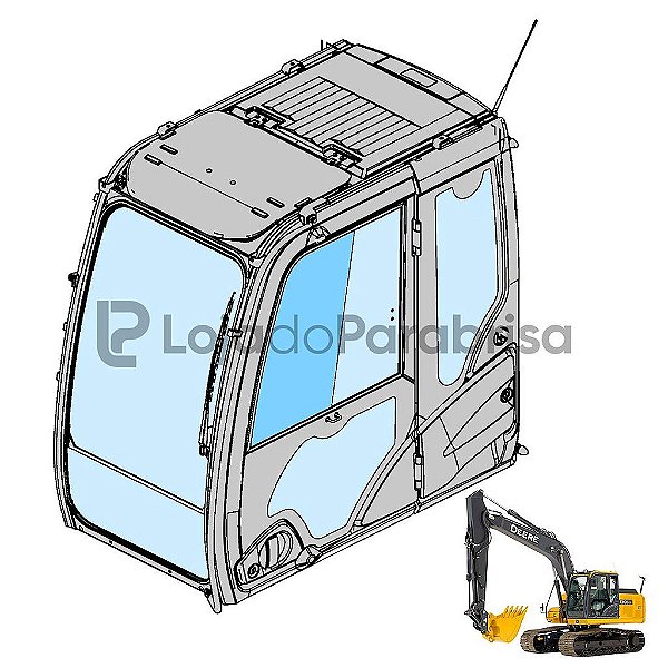 Vidro Superior da Porta Escavadeira Jonh Deere 210G 130G 350