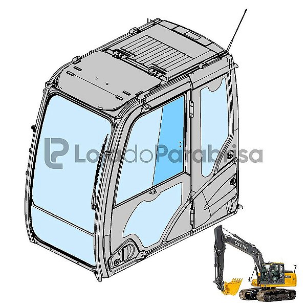 Vidro Janela Traseira Escavadeira Jonh Deere 210G 130G 350G