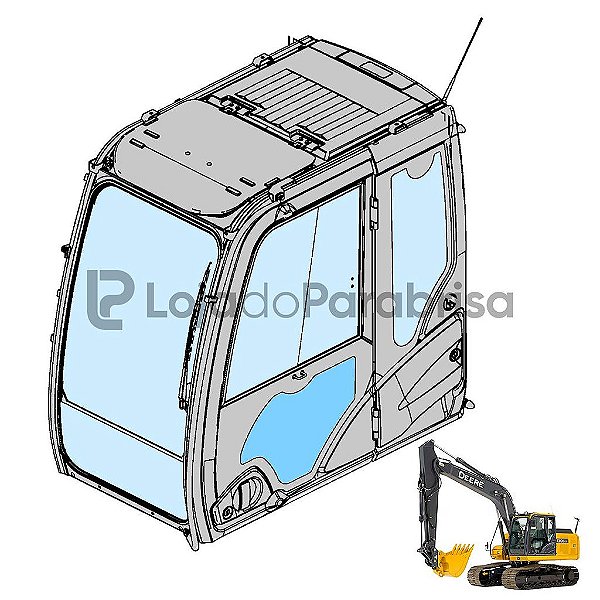 Vidro Inferior da Porta Escavadeira Jonh Deere 210G 130G 350