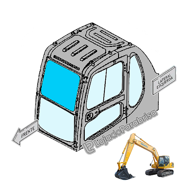 Para-brisa Frontal Superior Komatsu PC200-6 20Y5438122 (Laminado)