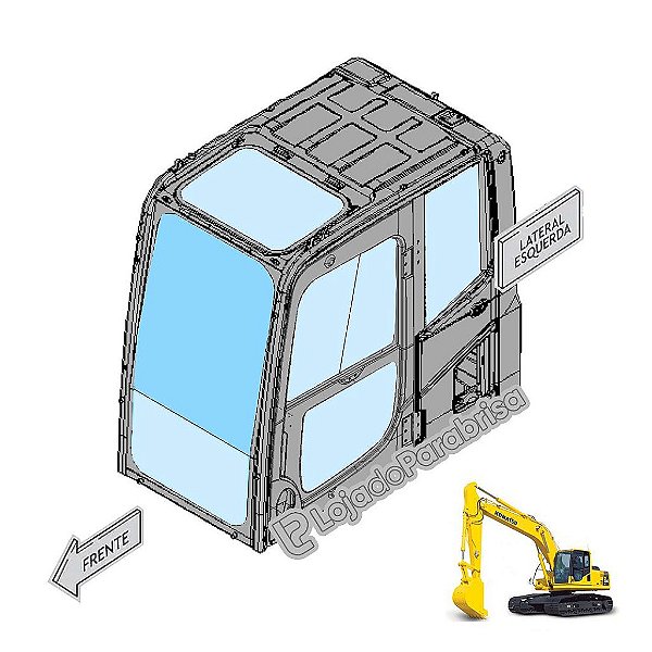 Parabrisa Superior Escavadeira Komatsu PC200-8 Laminado