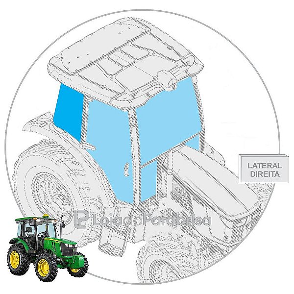 Vidro Janela Lateral Traseira Direita Trator John Deere 5078E