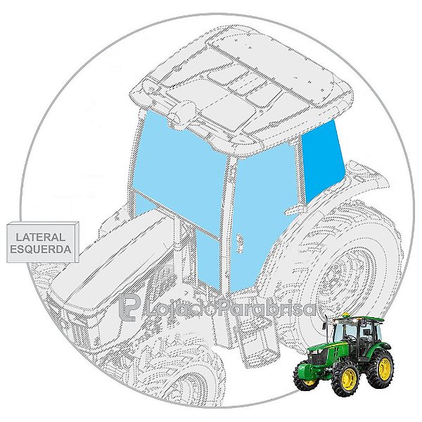 Vidro Janela Lateral Traseira Esquerda Trator John Deere 5078E