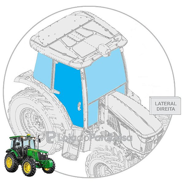 Vidro da Porta Direita Trator John Deere 5078E