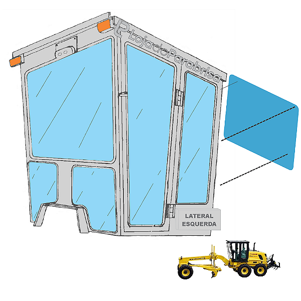 Vidro Vigia Traseiro Motoniveladora New Holland RG140B (Antiga)