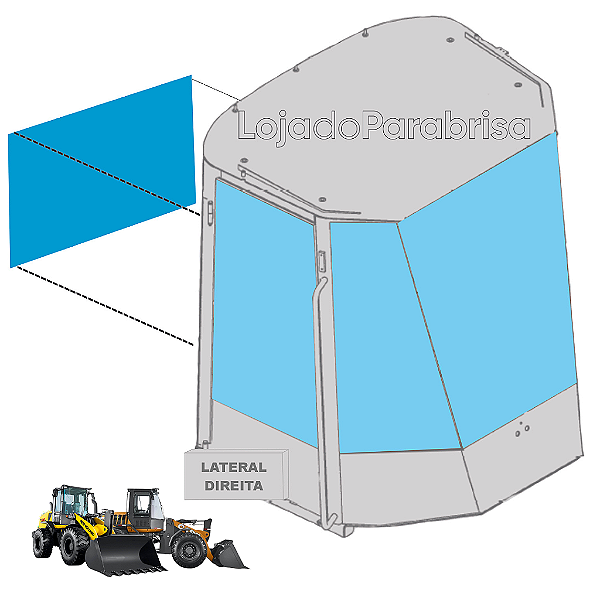 Vidro Vigia Traseiro Colado Case 621D e New Holland W130