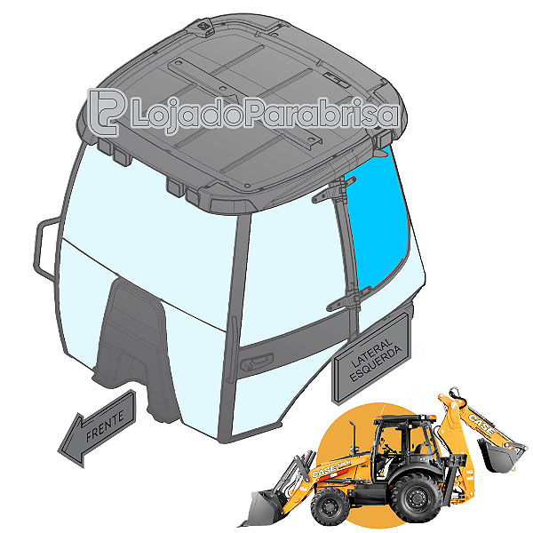 Vidro Lateral Traseiro Superior Esquerdo Retro Case 580N serie 2 HD