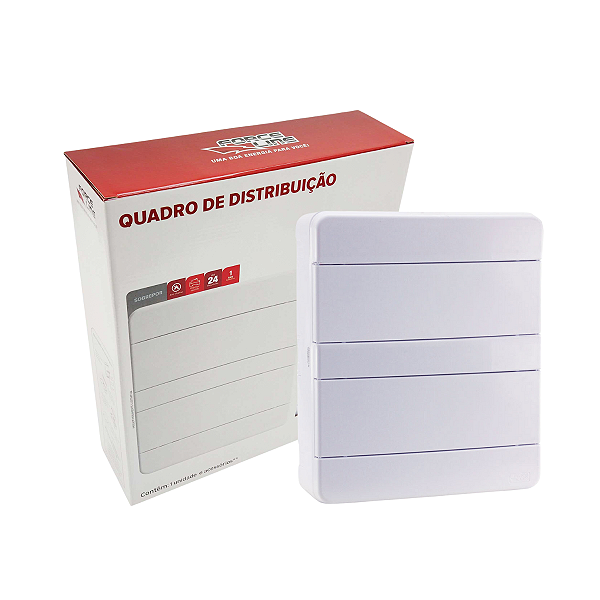 Quadro de Distribuição de Sobrepor Branco Para 24 Disjuntores DIN
