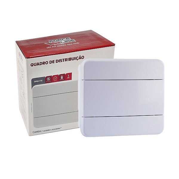 Quadro de Distribuição de Embutir Branco Para 8 Disjuntores DIN