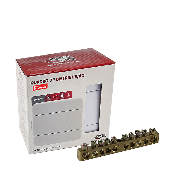 Quadro de Distribuição de Embutir Branco Para 8 Disjuntores DIN + Barramento