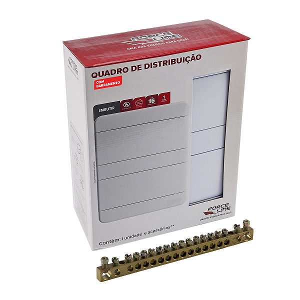 Quadro de Distribuição de Embutir Branco Para 16 Disjuntores DIN + Barramento