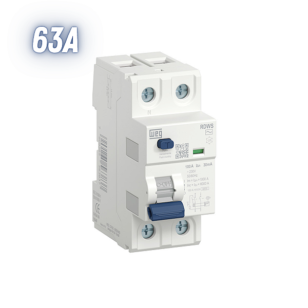 Interruptor Diferencial Residual Idr 30ma 2 Polos Elgin 63a - Weg