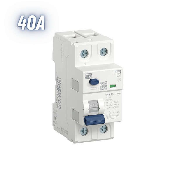 Interruptor Diferencial Residual Idr 30ma 2 Polos Elgin 40a - Weg