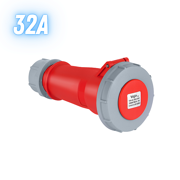 Acoplador Industrial 32a 3p+t 6h 380v Ip67 Elgin - Vermelho