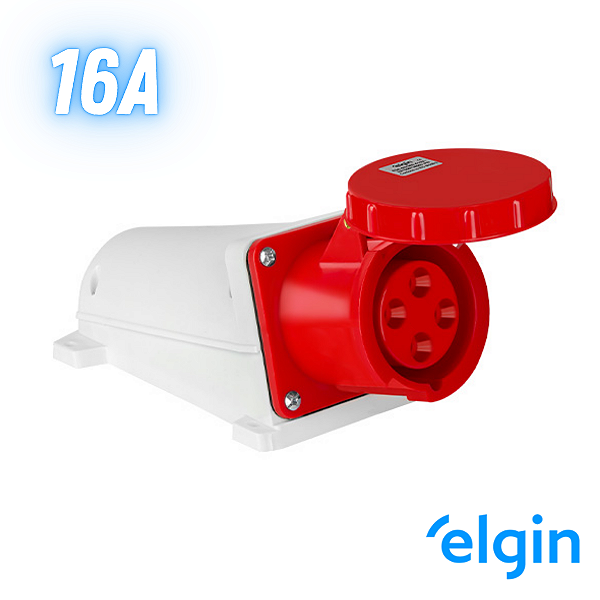 Tomada Industrial Sobrepor 16a 3p+t 6h 380v Ip67 Elgin - Vermelho
