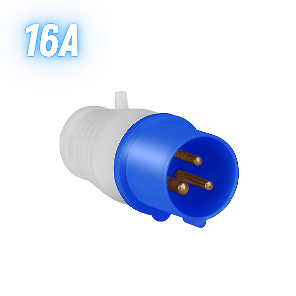 Plug Industrial Macho 16a 2p+t 220v 4h Elgin - Azul