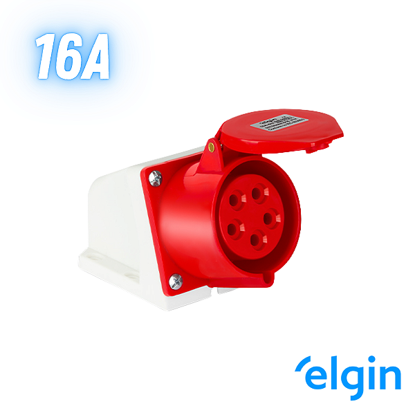 Tomada Industrial Sobrepor 16a 4p+t 6h 415v Ip44 Elgin - Vermelho