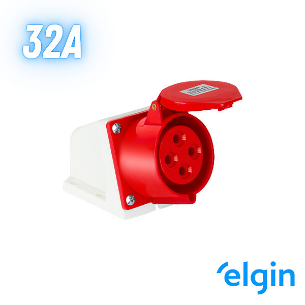 Tomada Industrial Sobrepor 32a 3p+t 6h 380v Ip44 Elgin - Vermelho