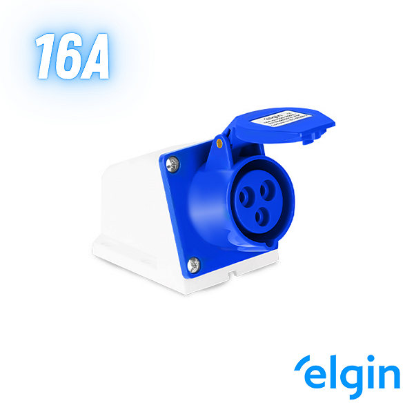 Tomada Industrial Sobrepor 16a 2p+t 6h 220v Ip44 Elgin - Azul