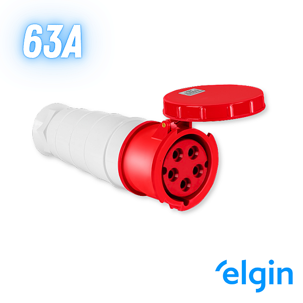 Acoplador Industrial 63a 4p+t 6h 415v Ip67 Elgin - Vermelho