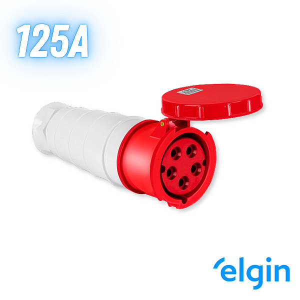Acoplador Industrial 125a 4p+t 6h 415v Ip67 Elgin - Vermelho